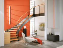 quarter-turn staircase with a lateral stringer (metal frame and wood steps) LOFT TREPPENMEISTER