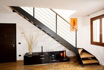 quarter-turn staircase with a lateral stringer (metal frame and wood steps) ELITE LINE  Alfa Scale