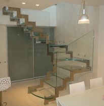 quarter-turn staircase with a lateral stringer (stainless steel frame and glass steps) IVANO GC TRADE