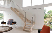 quarter-turn staircase with a lateral stringer (wooden frame and steps) STYLE  novalinea spa