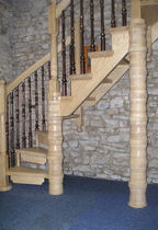 quarter-turn staircase with a lateral stringer (wooden frame and steps) W/66/1 Cast Spiral Stairs