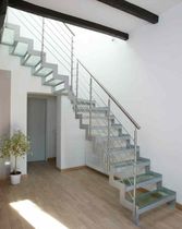 quarter-turn staircase with a lateral stringer (metal frame and glass steps) GOMERA VETRO 2 essegi scale