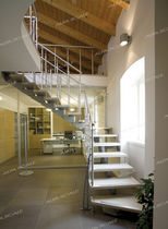 quarter-turn staircase with modular central modular stringer (metal frame and wood steps) MODEN Alfa Scale