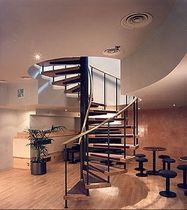 spiral staircase for commercial buildings (metal frame and wooden steps)  Crescent Stairs