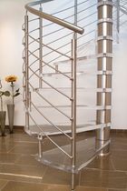 spiral staircase (stainless steel frame and glass steps)  Interbau