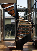 spiral staircase with a lateral stringer (metal frame and wooden steps) PANAREA essegi scale