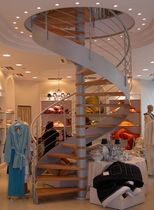 spiral staircase with a lateral stringer (metal frame and wooden steps) MALDIVE essegi scale