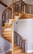 spiral staircase with a lateral stringer (wooden frame and steps) 60 WS COMBO STAIRWAYS inc