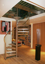 spiral staircase (stainless steel frame and wood steps) QUEENS ELM SQUARE SS 757 SPIRAL Stairs