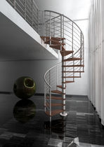 spiral staircase (stainless steel frame and wood steps) INOX IDEALKIT