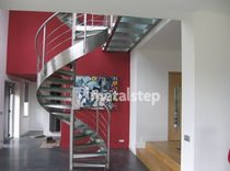 spiral staircase with a lateral stringer (metal frame and glass steps) SHERPA metalstep