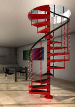 spiral staircase with a lateral stringer (metal frame and steps) AKUA H3 IDEALKIT