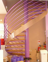 spiral staircase with a lateral stringer (metal frame and wooden steps)  Formadour