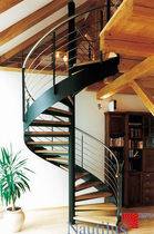spiral staircase with a lateral stringer (metal frame and wooden steps)  Nautilus