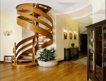 spiral staircase with a lateral stringer (wooden frame and steps) RIBBON: MS-4 Marchewka