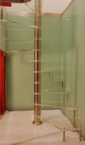 spiral staircase without railing (stainless steel frame and glass steps) ALFA INOX MACCURO SCALE