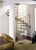 square spiral staircase with a lateral stringer (metal frame and wooden steps) LASER  novalinea spa