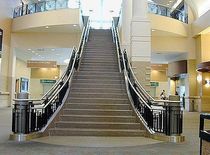 straight masonry staircase for commercial buildings  Couturier Iron Craft
