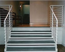 straight staircase with a lateral stringer (metal frame and glass steps)  Crescent Stairs
