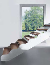 straight staircase with a lateral stringer (metal frame and wood steps) SERIE E-TO EDILCO