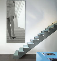 straight staircase with a lateral stringer (stainless steel frame and glass steps) SERIE E-TT EDILCO
