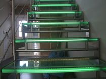 straight staircase with a lateral stringer (stainless steel frame and glass steps) and LED lights GOMERA LED essegi scale