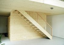 straight staircase with a lateral stringer (wooden frame and steps)  Haring Engineering Ltd 