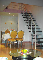 straight staircase with central stringer (metal frame and wood steps, for small space) R SERIES: R11 Hangzhou Mansion Material Co., Ltd.