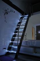 straight staircase with a lateral stringer (metal frame and glass steps) MODEL 200 Interbau