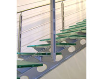 straight staircase with a lateral stringer (metal frame and glass steps)  OZONE OVERSEAS LTD.