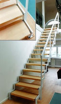 straight staircase with a lateral stringer (metal frame and wood steps)  Nautilus