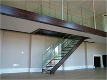 straight staircase with a lateral stringer (stainless steel frame and wood steps)  Canal Engineering Ltd