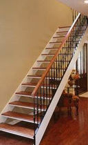 straight staircase with a lateral stringer (wooden frame and steps)  STAIRWAYS inc