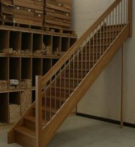 straight staircase with a lateral stringer (wooden frame and steps)  Stair Plan