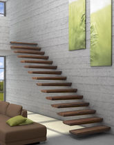 straight wood floating staircase EGO TREPPENMEISTER