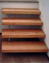 straight wood floating staircase  Createam-design