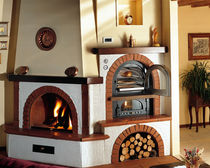 traditional corner fireplace (wood-burning closed hearth , with oven) ATLANTIDE Amiata Caminetti