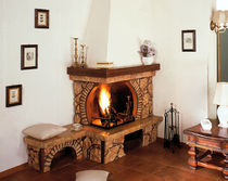 traditional corner fireplace (wood-burning open hearth) BAIOCCO Amiata Caminetti