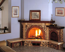 traditional corner fireplace (wood-burning open hearth, with oven) AUREO Amiata Caminetti