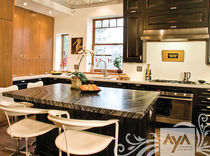 traditional eco-friendly kitchen in certified wood (FSC Eco-label) CUMBERLAND ANTIQUED BLACK AND SOMA HONEY CHERRY AYA kitchens