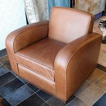 traditional leather club armchair POLO FUR DECO