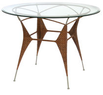 traditional round glass table TD-065 Yamakawa Rattan Japan Inc.