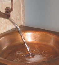 wall-mounted single handle mixer tap for washbasin CHANNEL SPOUT AGO