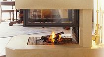 wood-burning closed hearth for 3 sided fireplaces (retractable door) EPI TOTEM fire