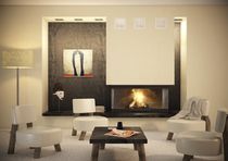 wood-burning closed hearth for 3 sided fireplaces (retractable door) 3 FACES HORIZON 901 TOTEM fire