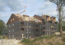 wooden contemporary ecological prefab building for housing development by JP Faure architecte OSSABOIS