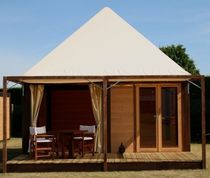 wooden frame supported tensile structure ECOLODGE LEGENDE   ESMERY CARON