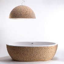 wooden oval bath-tub STONE PIXEL by Frank Lefebvre, Bastien Taillard  BLEU NATURE