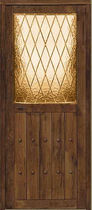 wooden swing door with small window pane GUADAMUR Port&oacute;n Cl&aacute;sico