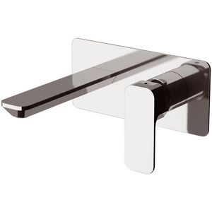 washbasin mixer tap / wall-mounted / chromed metal / bathroom